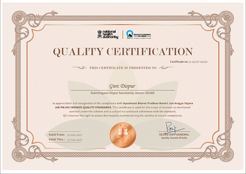 GNRC quality certificate